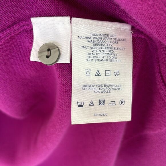 Lands’ End Purple Embroidered Floral Cardigan Sweater 100% Cotton Size Small - Picture 5 of 8